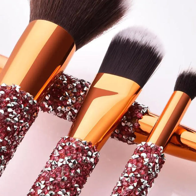 10-Piece Diamond Makeup Brush Set with Pouch
